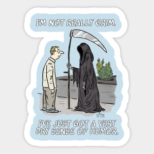 Funny grim reaper cartoon. Sticker